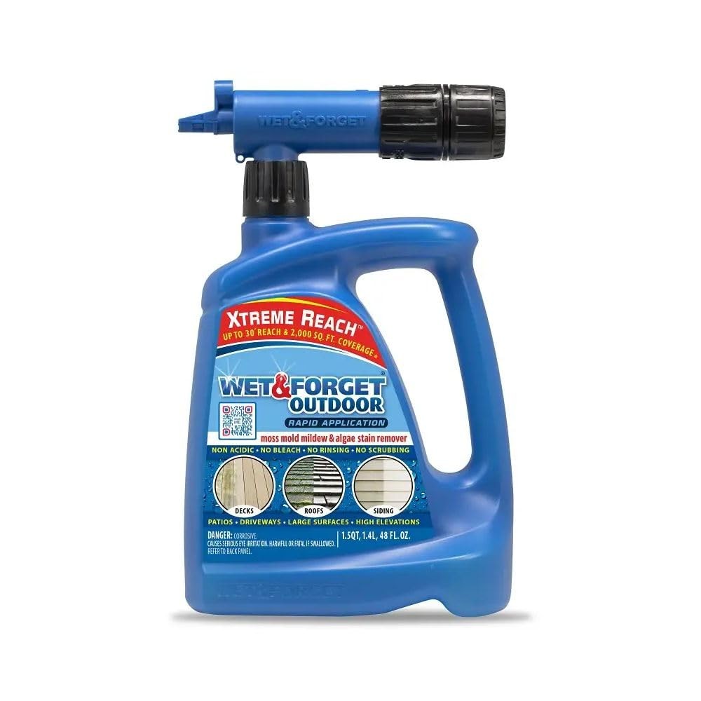 Wet & Forget Outdoor Moss, Mold, Mildew, & Algae 48 Fl Oz (Pack of 1), Blue