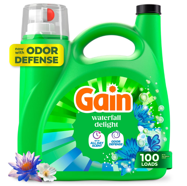 3 PACK Gain Laundry Detergent Liquid, Waterfall Delight Scent, 100 Loads