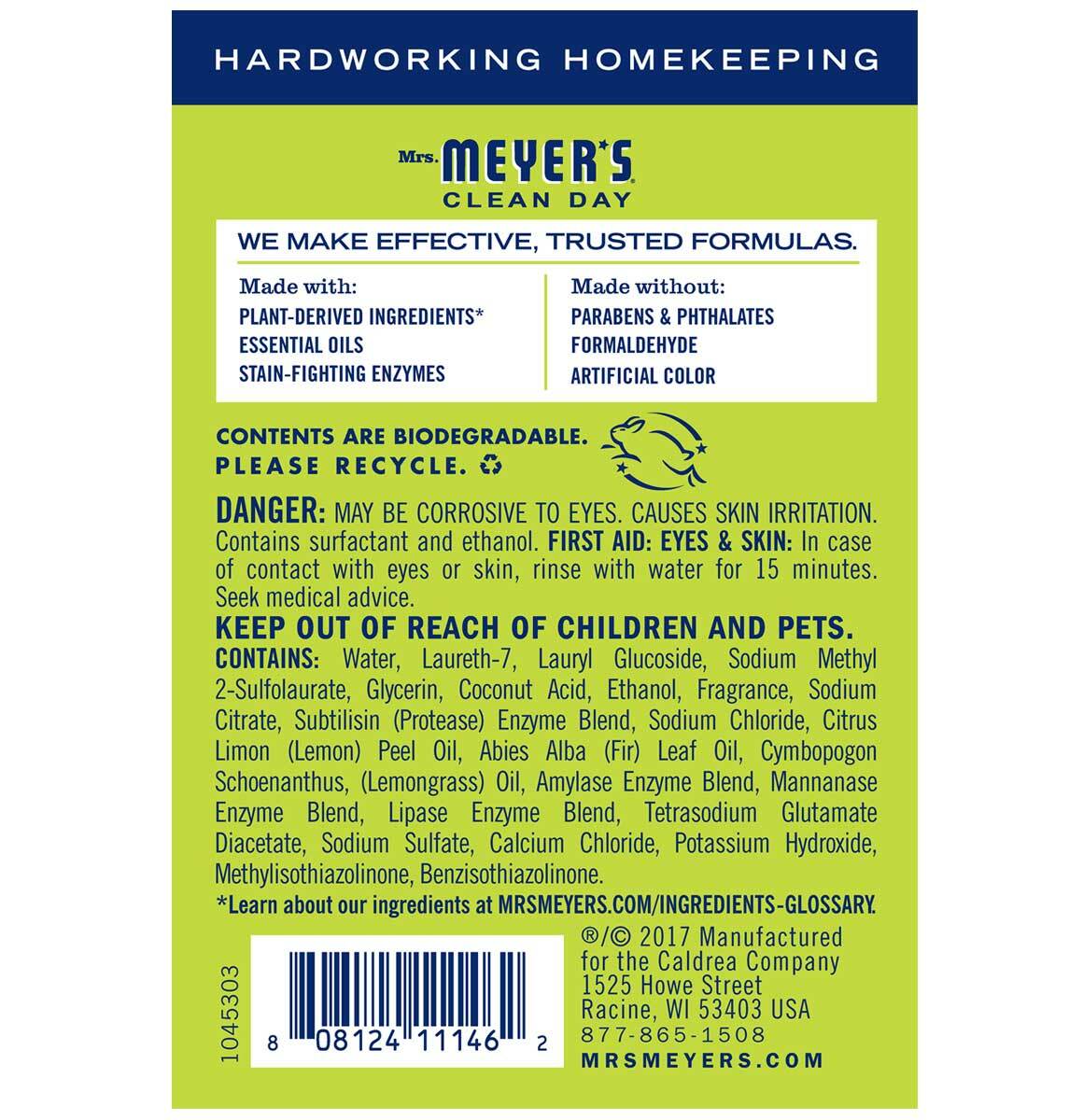 Mrs. Meyers Lemon Verbena 4x Concentrated Laundry Detergent – 2 Oz – Pack of 6