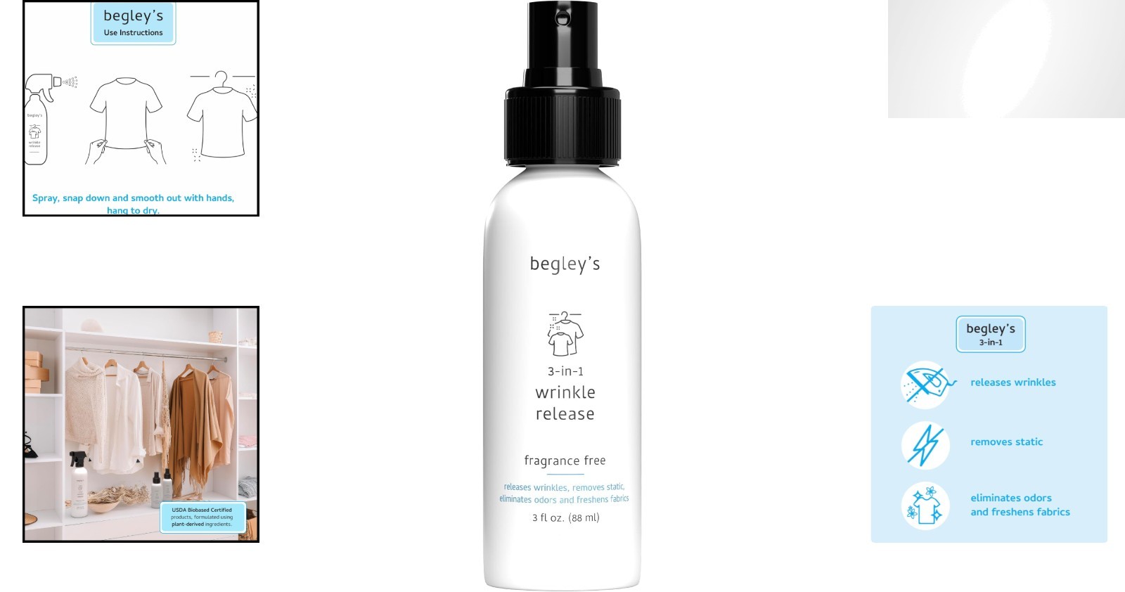 Quick Fix Wrinkle Release Spray – 3oz Biobased Formula for Effortless Touch-Ups