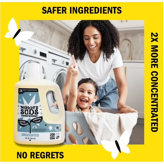Molly’s Suds Laundry Detergent Sensitive Skin Unscented 90 Loads