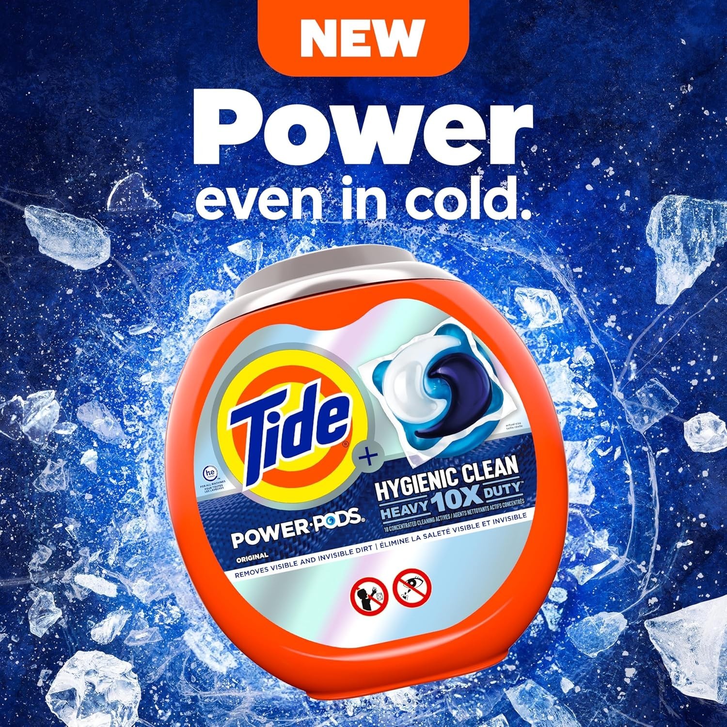 Tide Power Pods Laundry Detergent Soap Packs, Hygienic Clean, Original, 63 Ct