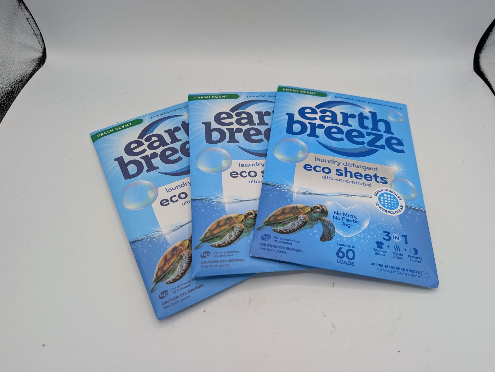 (Lot of 3) Earth Breeze Laundry Detergent Eco-Sheets 180-Loads Total Fresh Scent