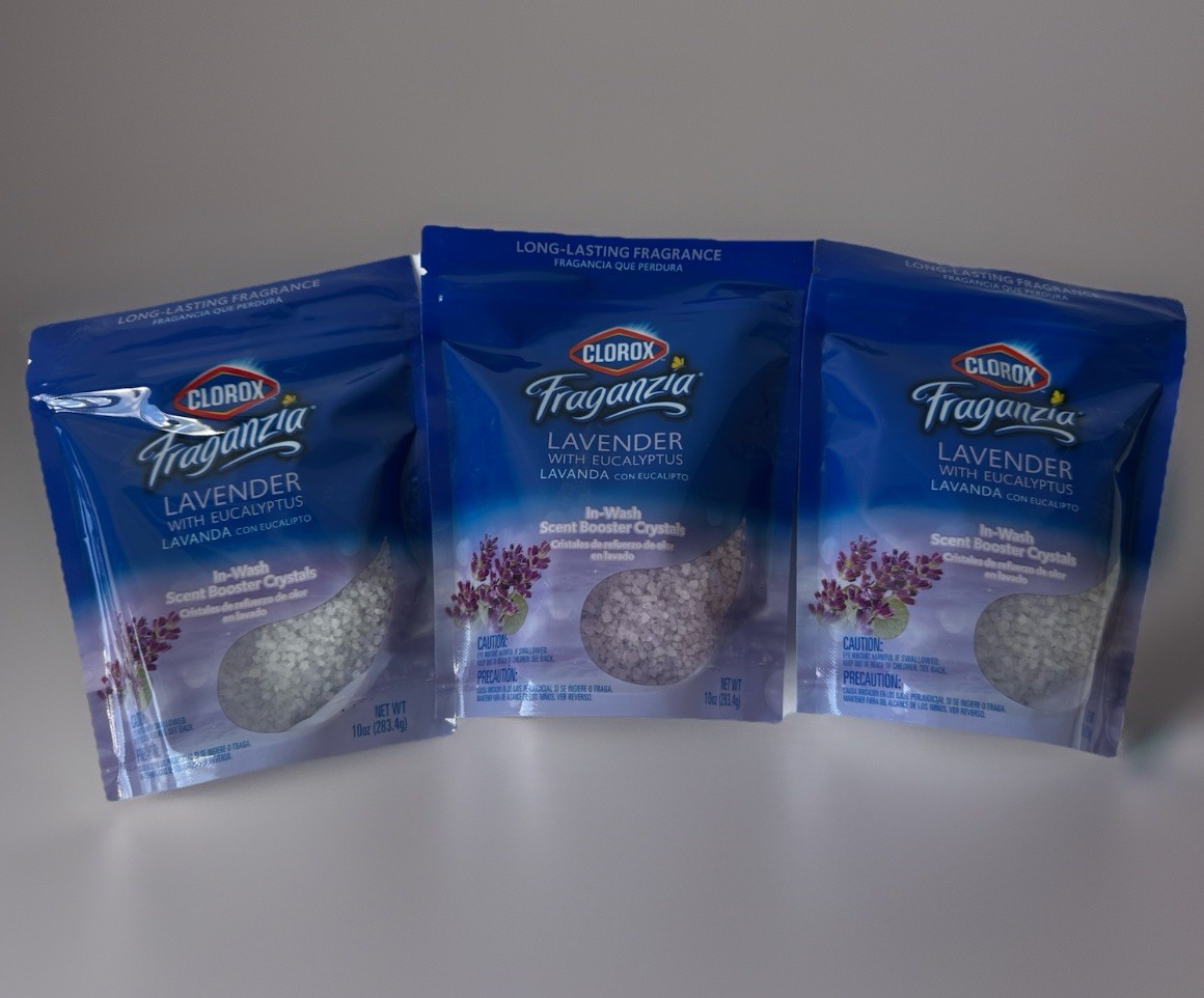 3x Clorox Fraganzia LAVENDER In Wash Scent Booster Crystals 10oz Ea