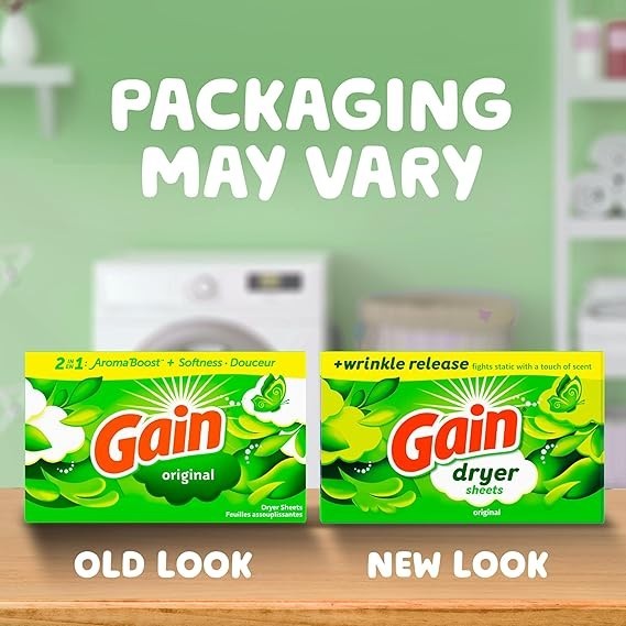 Gain, Laundry Dryer Sheets, Fabric Softener Wrinkle Reducing Anti Static Sheets,