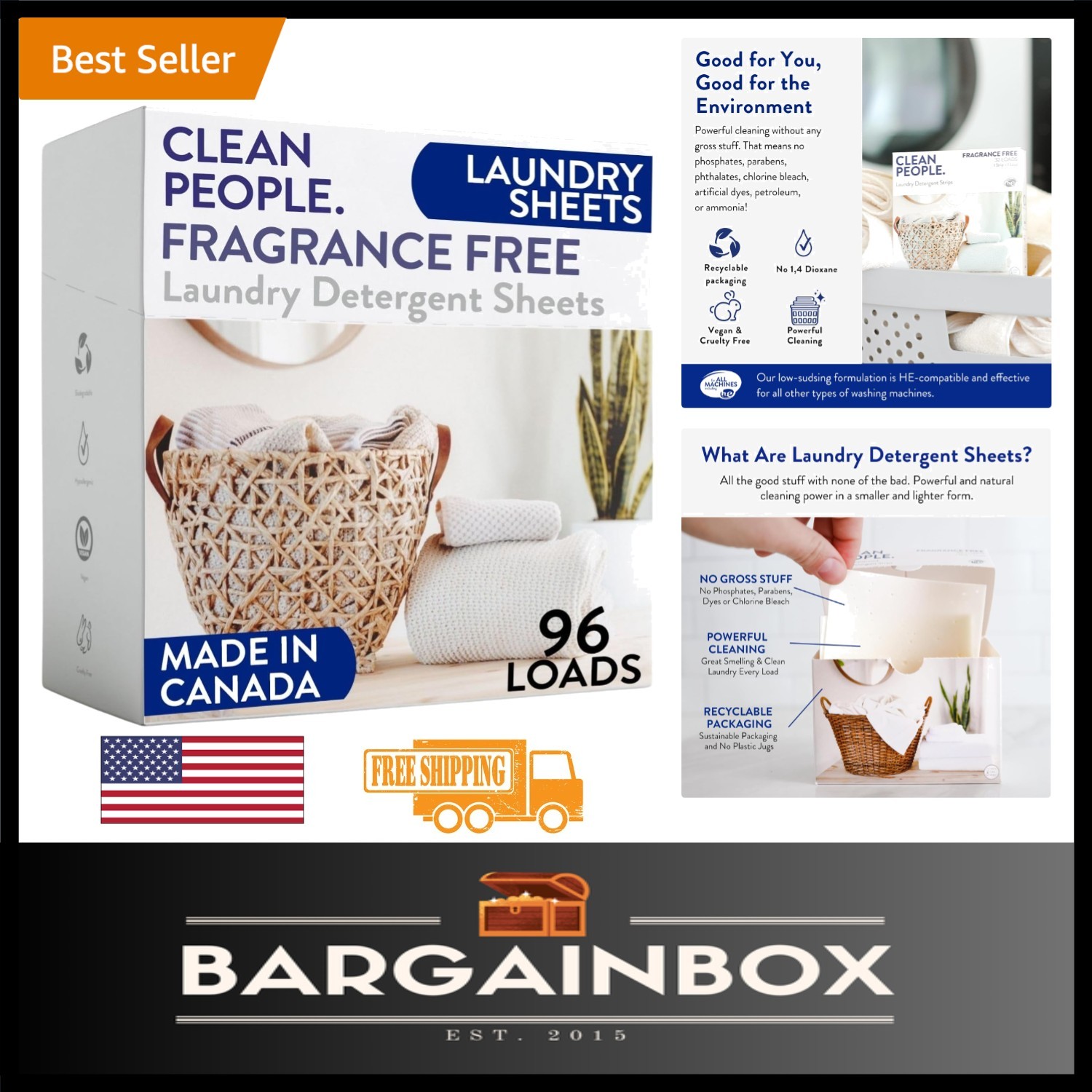 Eco-Conscious 96 Count Laundry Soap Sheets – Stain Fighting & Approved