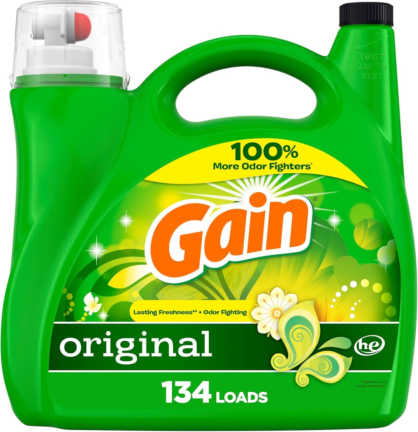 Gain + Aroma Boost Laundry Detergent Liquid, Original Scent, 107 Loads 154 fl oz