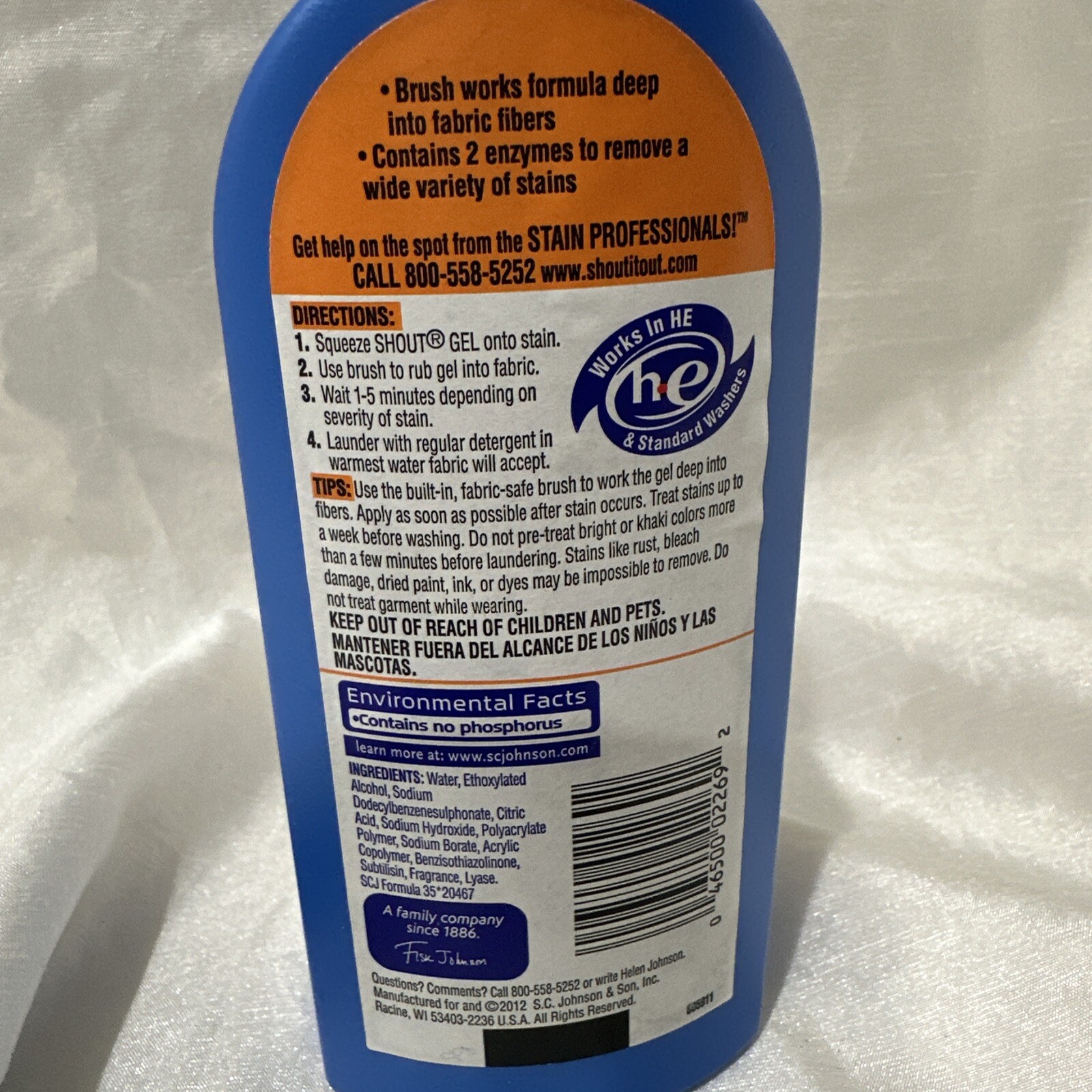 Shout Advanced Ultra Concentrated Gel Stain Remover Scrubber Brush 8.7 Oz