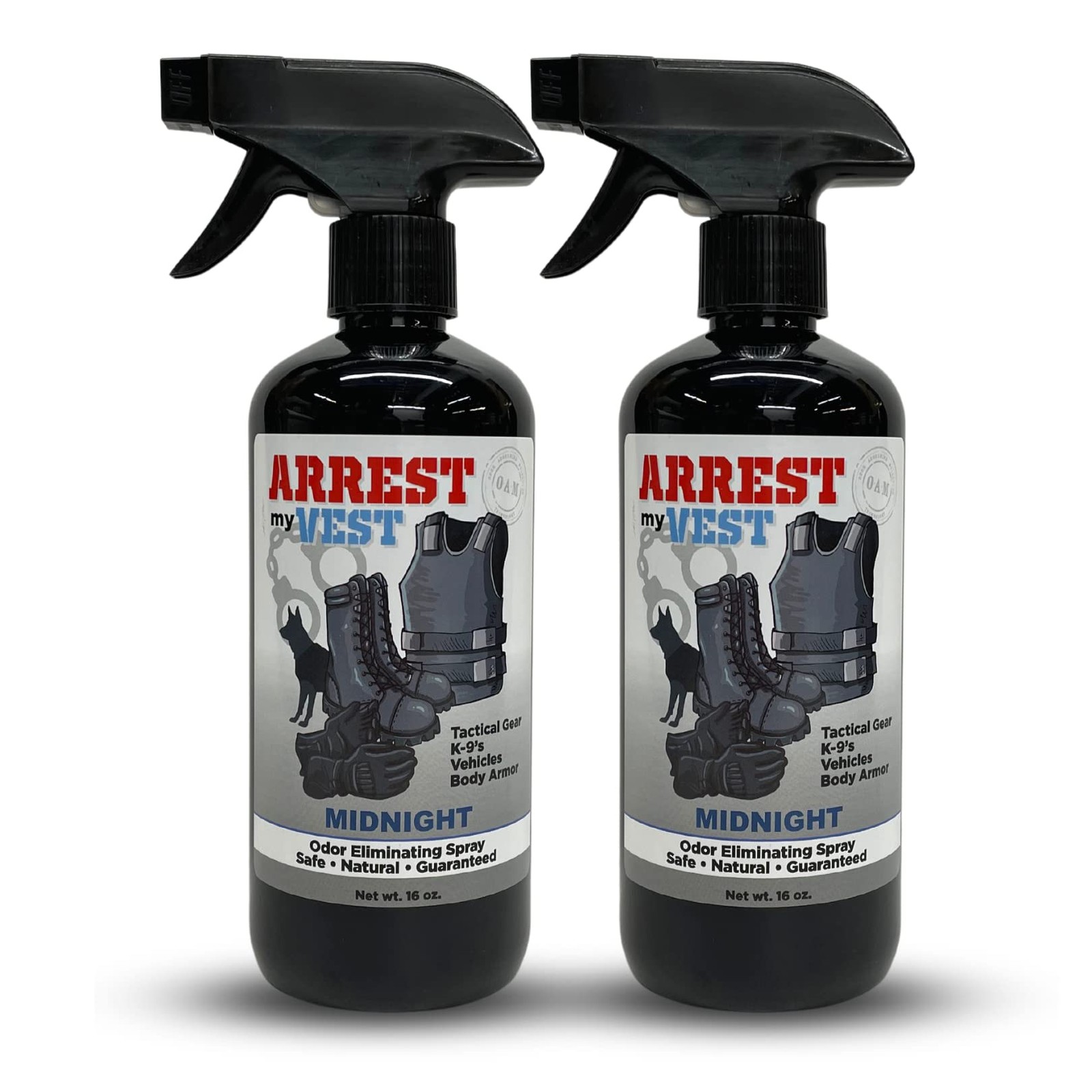 Arrest My Vest Military and Police Grade Odor 16 Fl Oz (Pack of 2), Black