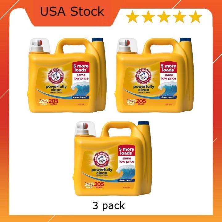 ARM & HAMMER Laundry Detergent Liquid, Clean Burst, 5 Extra Loads, 3 pack