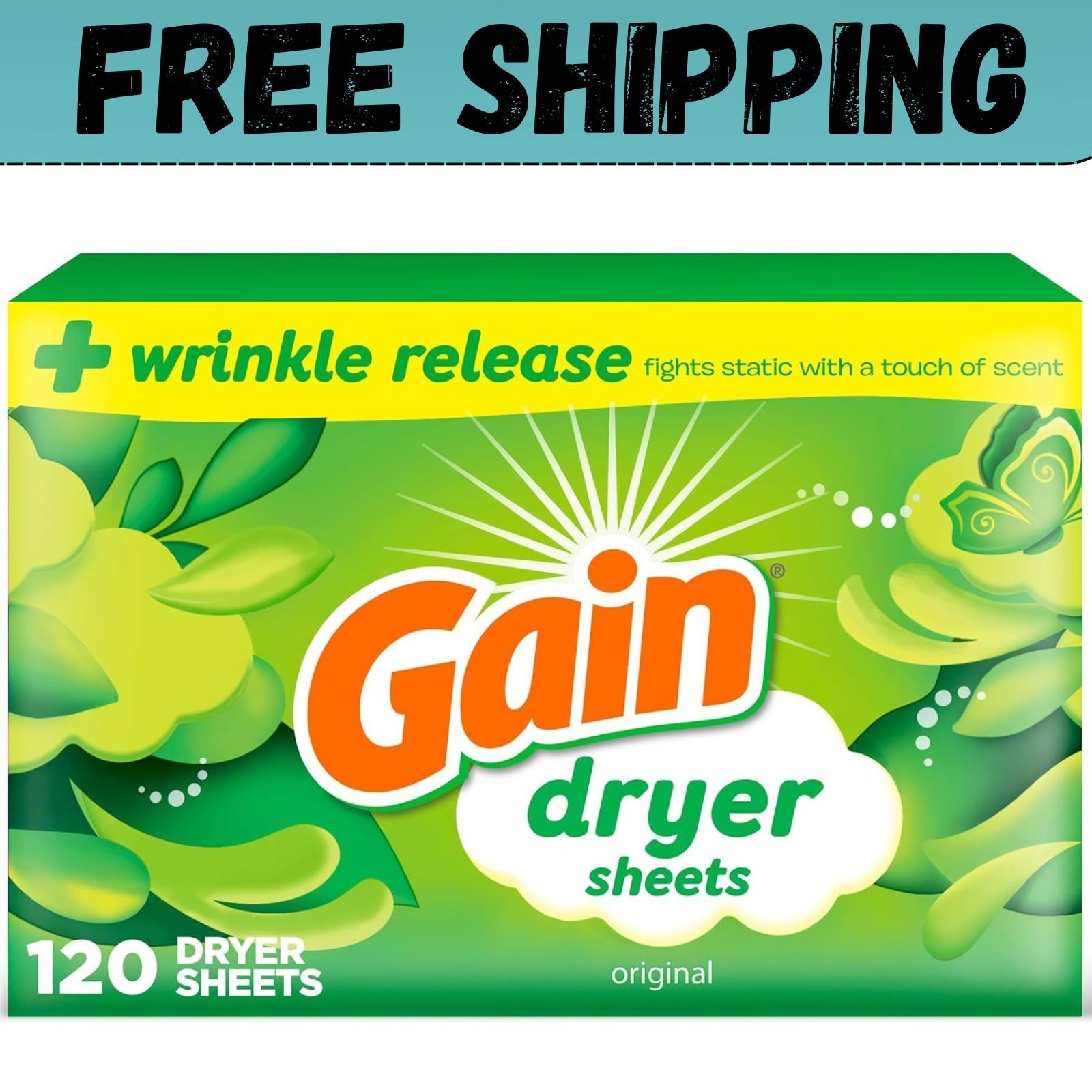 Gain Original Dryer Sheets, 120 Count