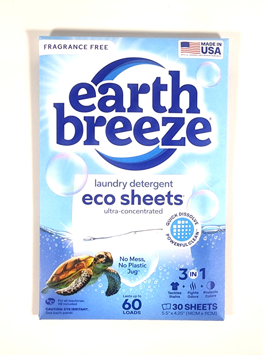 Earth Breeze Laundry Detergent Eco Sheets – Fragrance Free – 30ct Up To 60 Loads