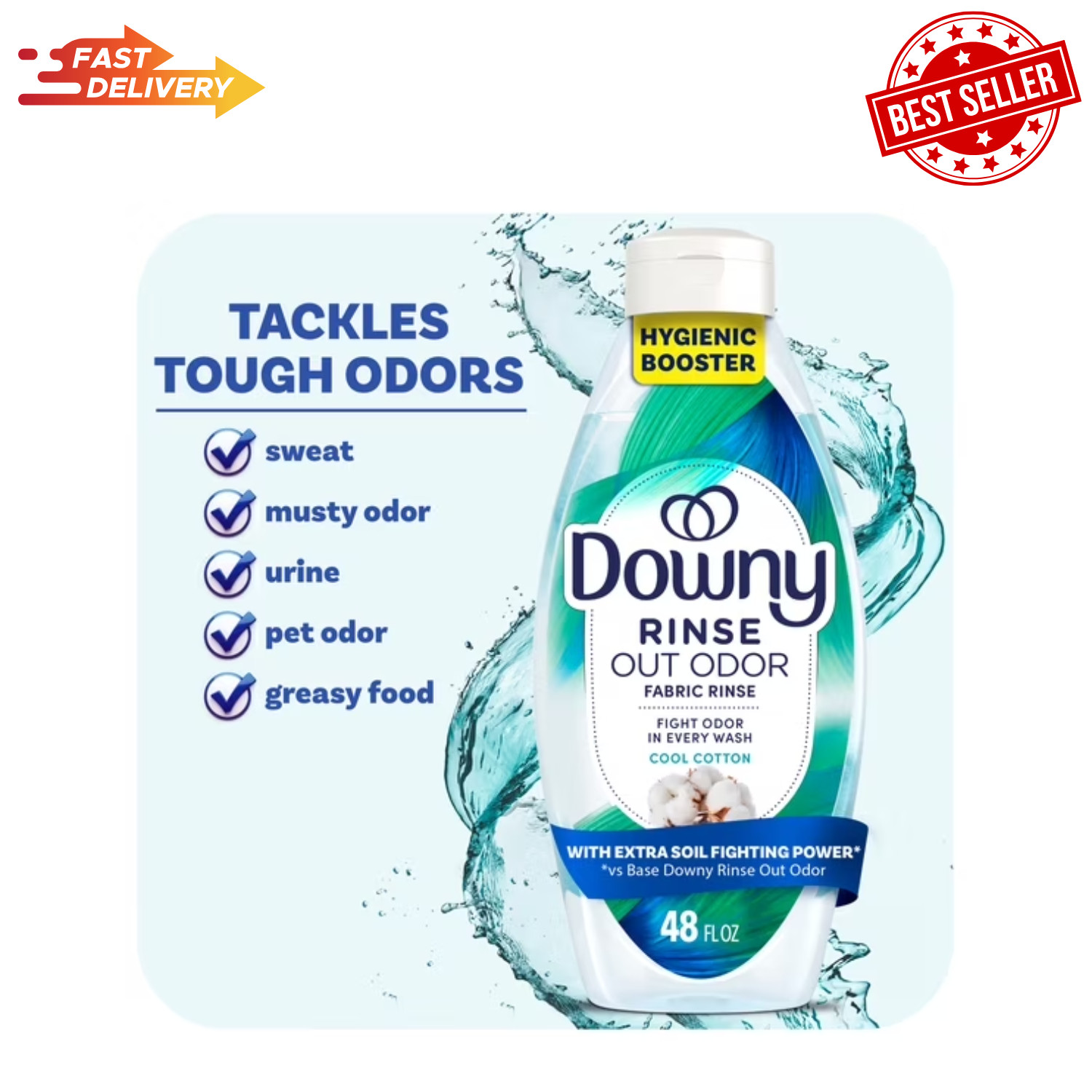 Downy Rinse Out Odor Laundry Rinse Cool Cotton Scent Refreshes 48 Fl Oz