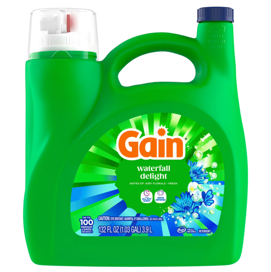 (2 pack)Gain HE Laundry Detergent Liquid Odor Defense 132 fl oz 100 Loads