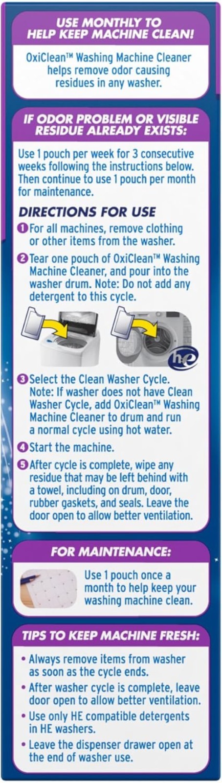 Washing Machine Cleaner with Odor Blasters, 4 Count