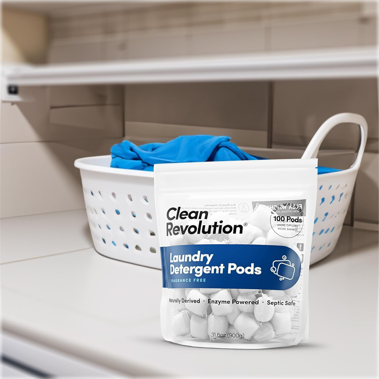 , All Natural, Enzyme Powered Laundry Detergent Pods, Fragrance Free, 100 Pods,