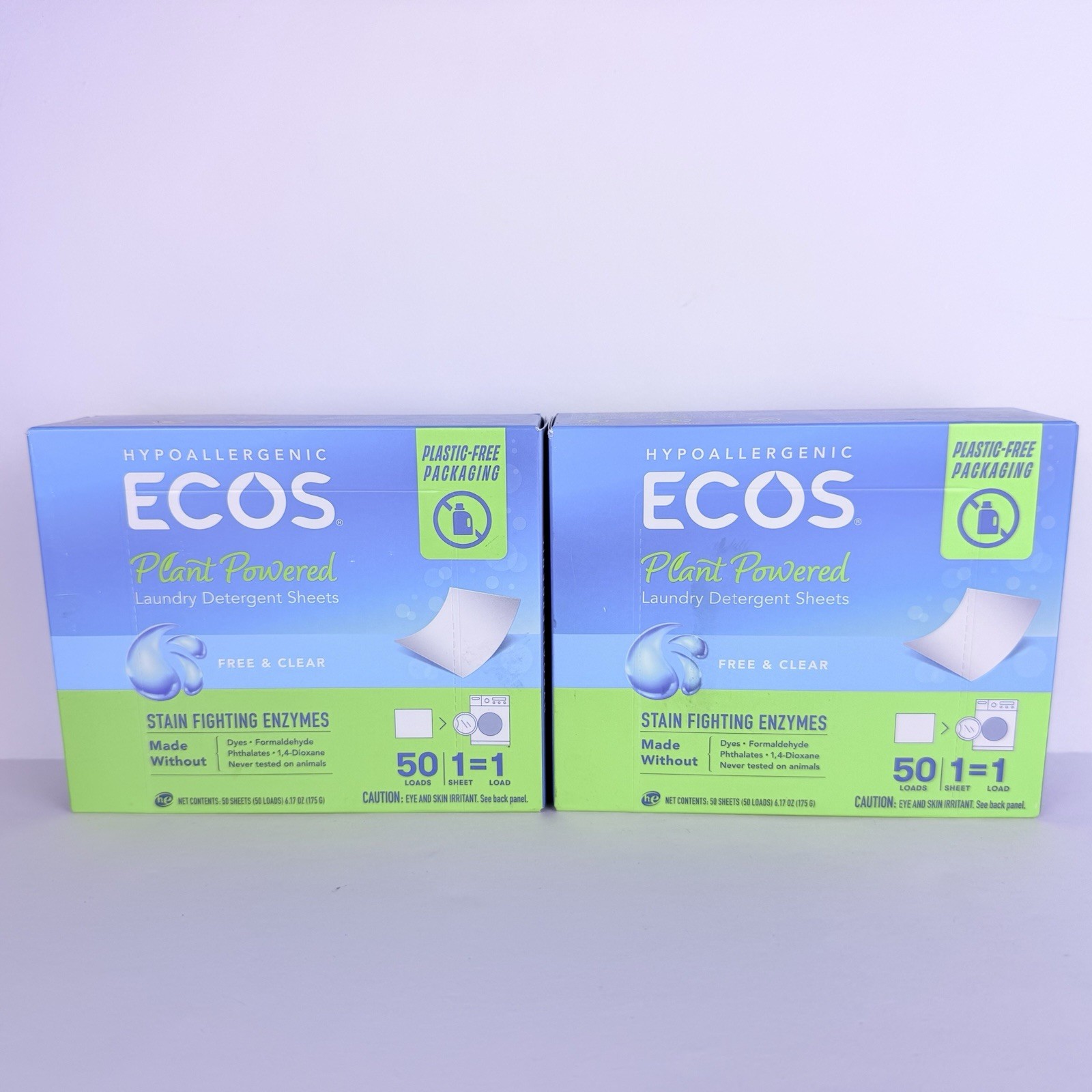 ECOS Laundry Detergent Sheets Free & Clear 2 Boxes X 50 Loads