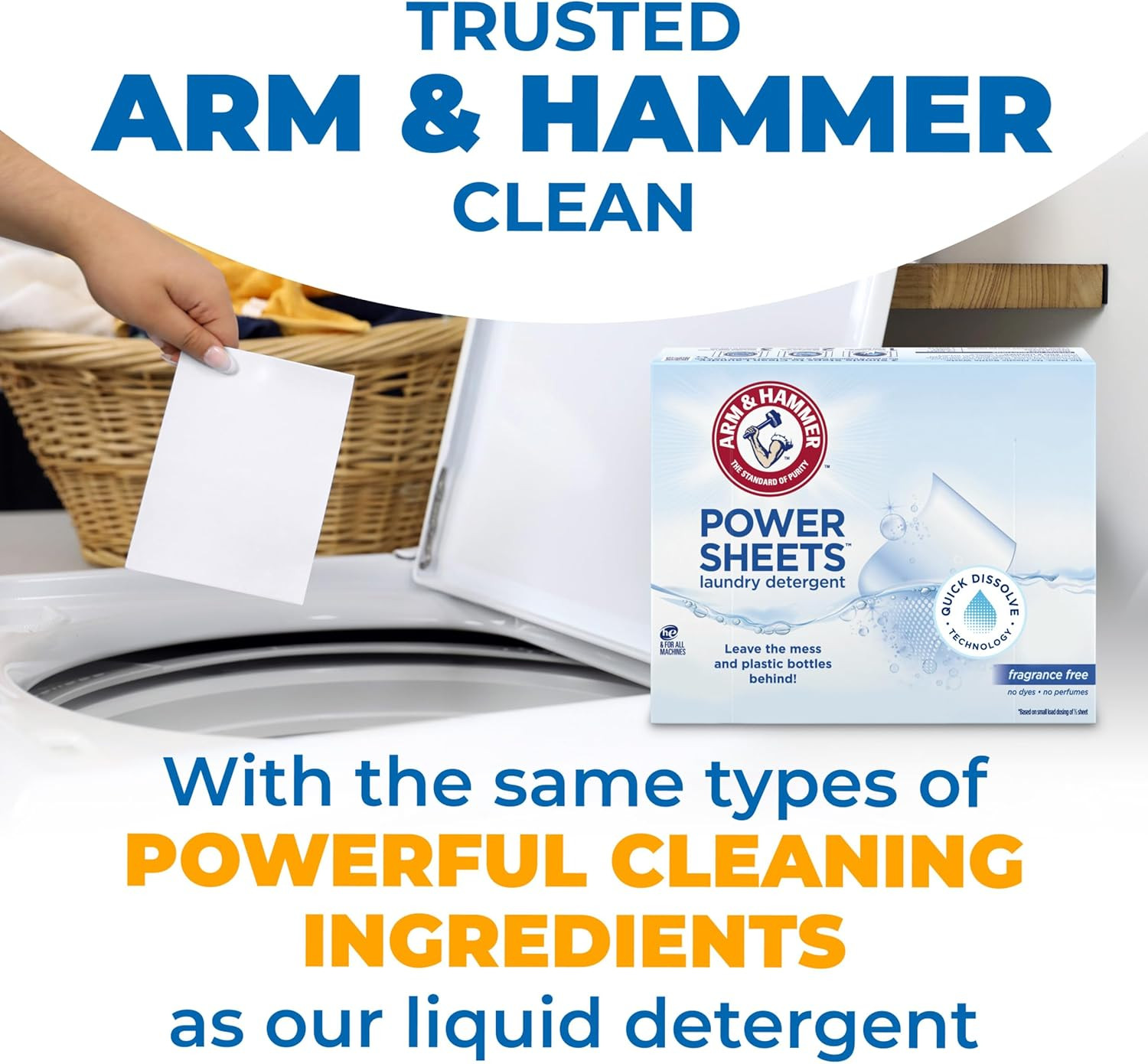 Power Sheets Laundry Detergent Fragrance Free 60 Count | No Dyes or Perfumes