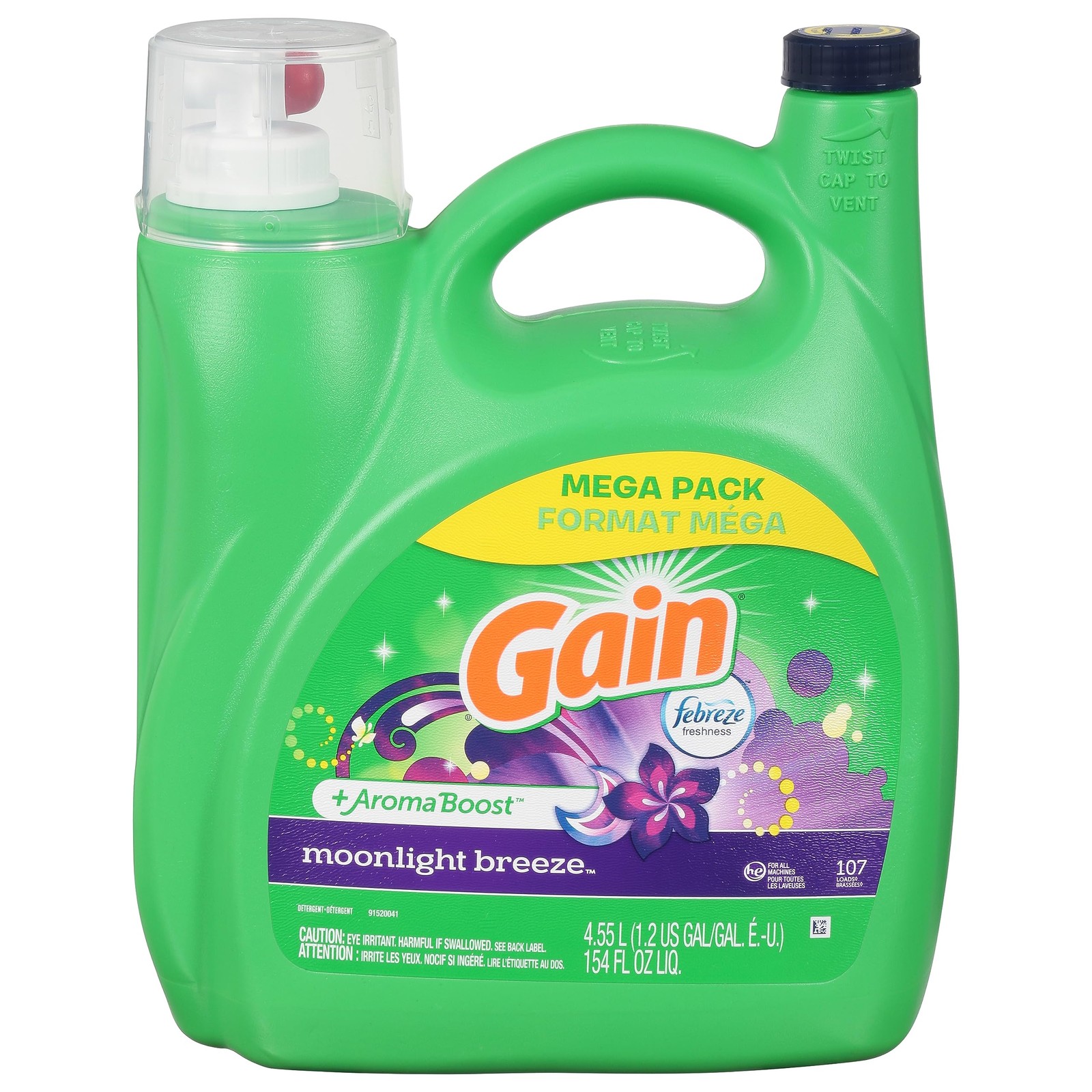 Gain Liquid Laundry Detergent 107 Loads Febreze Freshness 9.62 Lbs He Formula