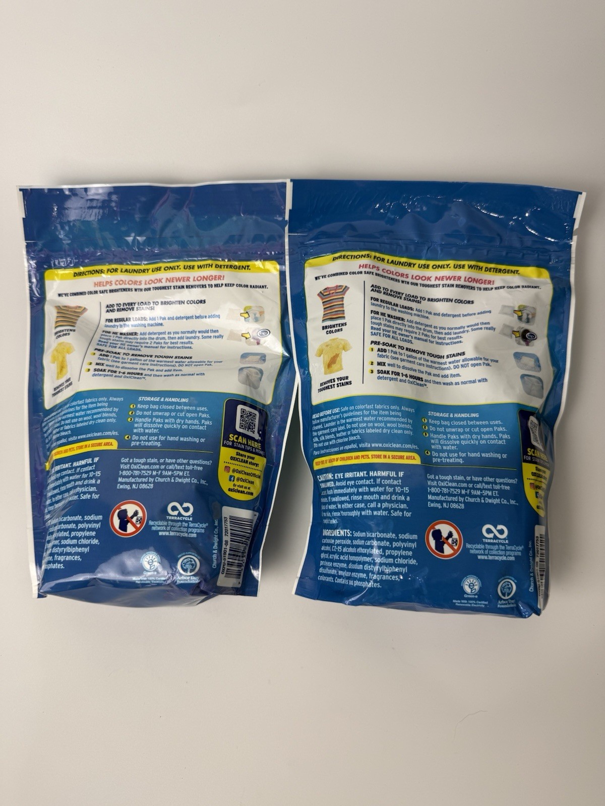 (2) OxiClean Color Boost Laundry Brightener & Stain Remover Power Paks 18 Each