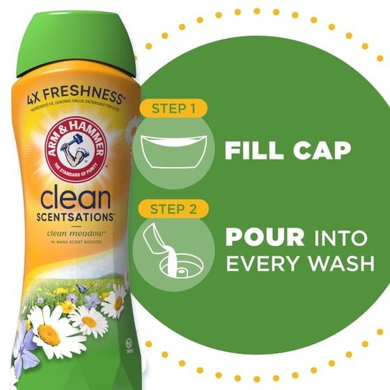 Arm & Hammer Clean Meadow Scent Booster 24 oz Pack of 2 Laundry Beads