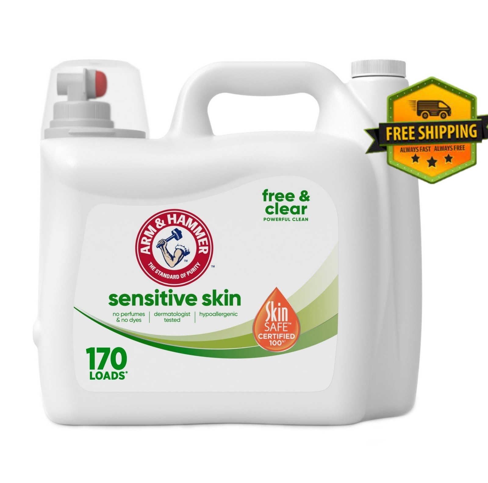 ARM & HAMMER Sensitive Skin Liquid Laundry Detergent 170 oz Free & Clear