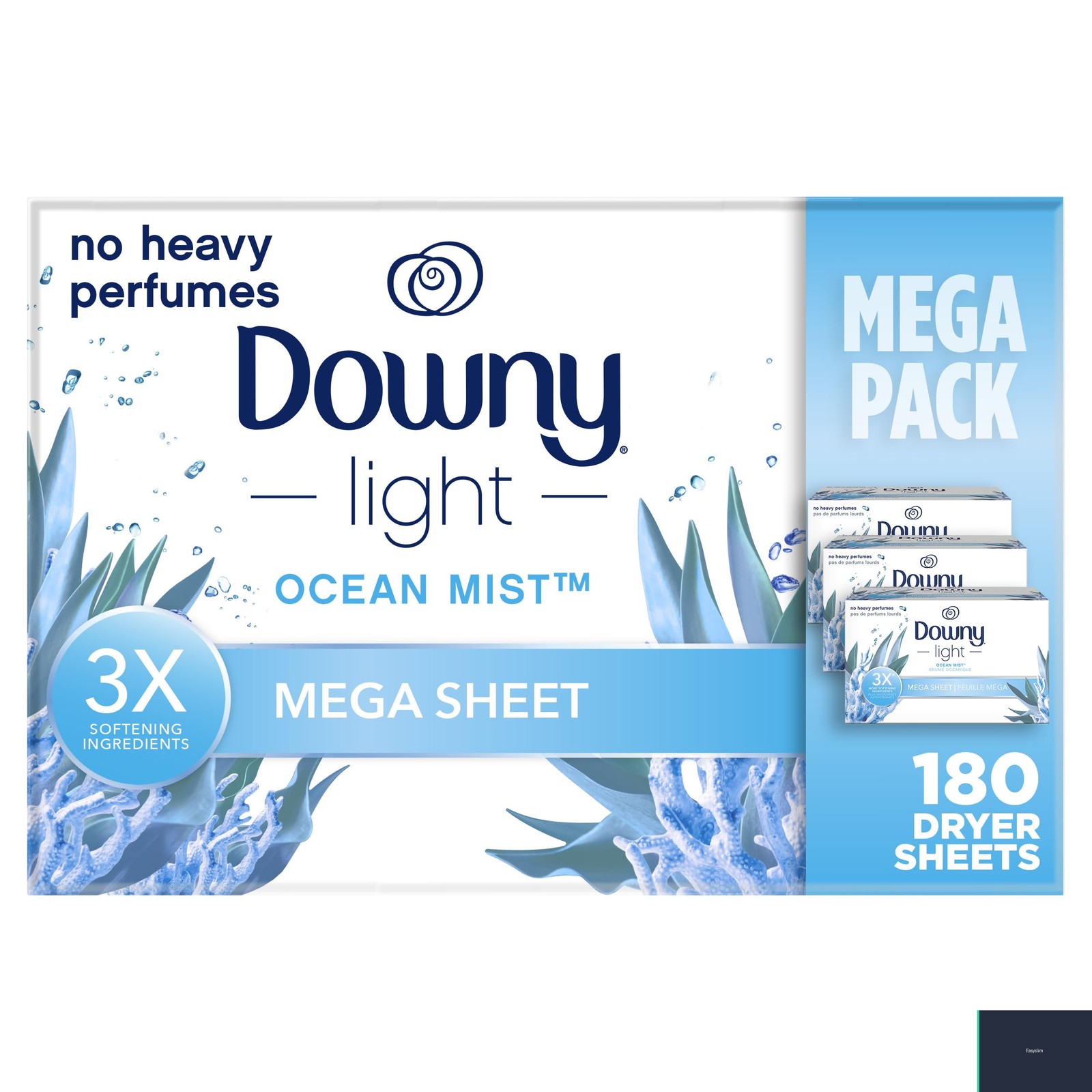 Dryer Sheets Fabric Softener Ocean Mist Scent 180 Count Sheet Pack