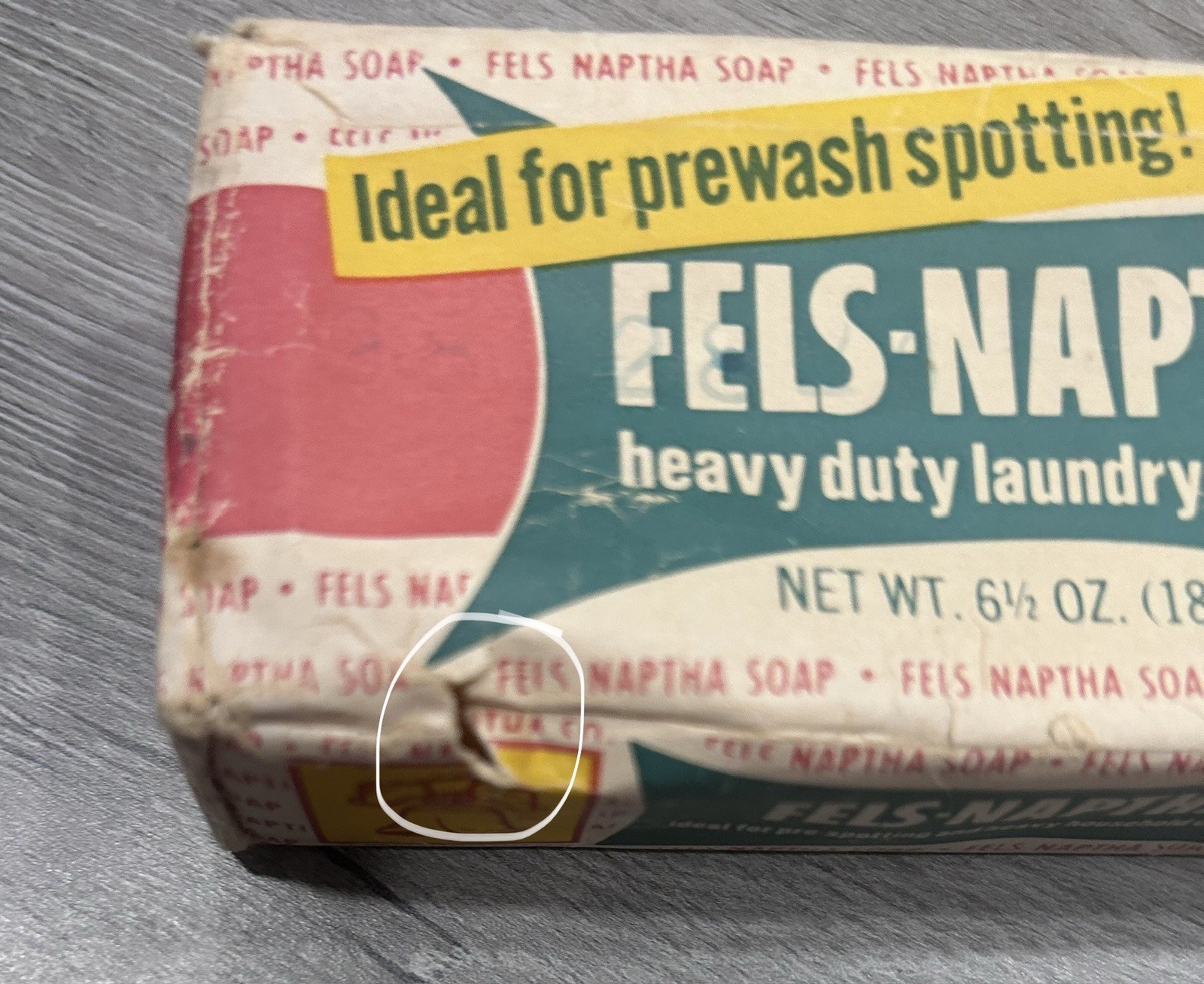 Fels-Naptha Heavy Duty Laundry Bar Soap 6.5 oz Purex Original Packaging VTG