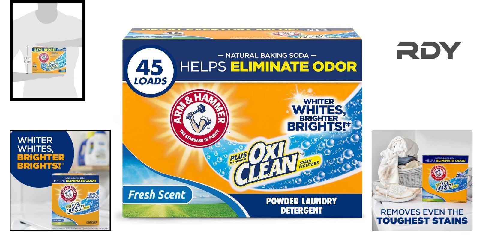 Plus OxiClean Laundry Detergent – Biodegradable Powder, Fresh Scent, 45 Loads