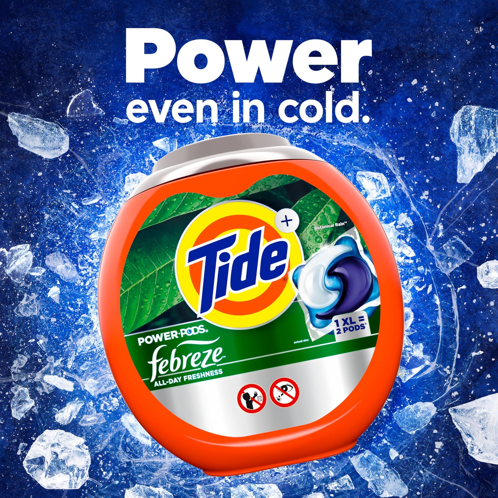 Tide Power Pods w/ Febreze Botanical Rain Laundry Detergent Pacs 45 Count