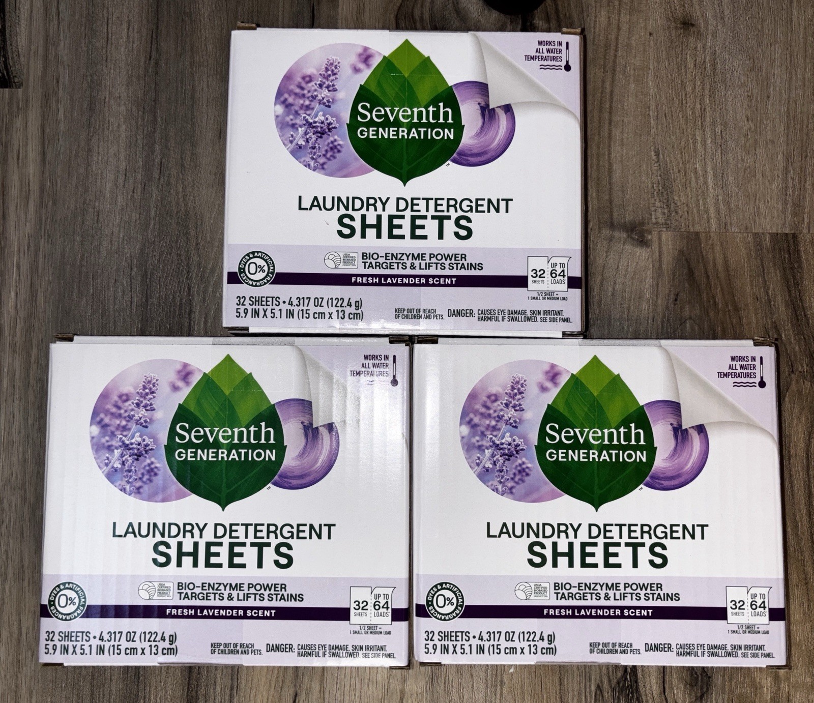 3~Seventh Generation Laundry Detergent Sheets Lavender 32 Sheets Up To 64 Loads