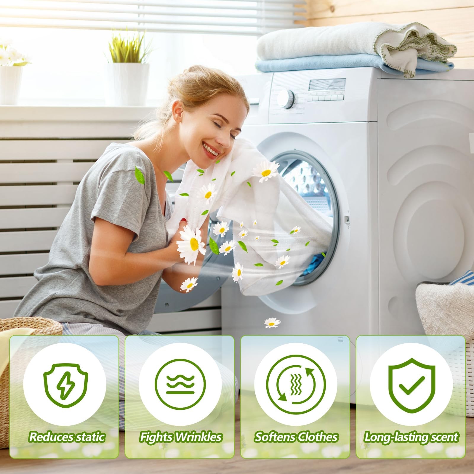 600 Count Dryer Sheets Bulk Fabric Softener Fresh Scent Dryer Sheets Naturall…