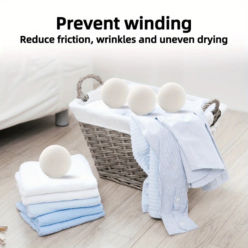 6 Wool Dryer Balls XL Organic Wool Natural Laundry Fabric Softener Antistatic