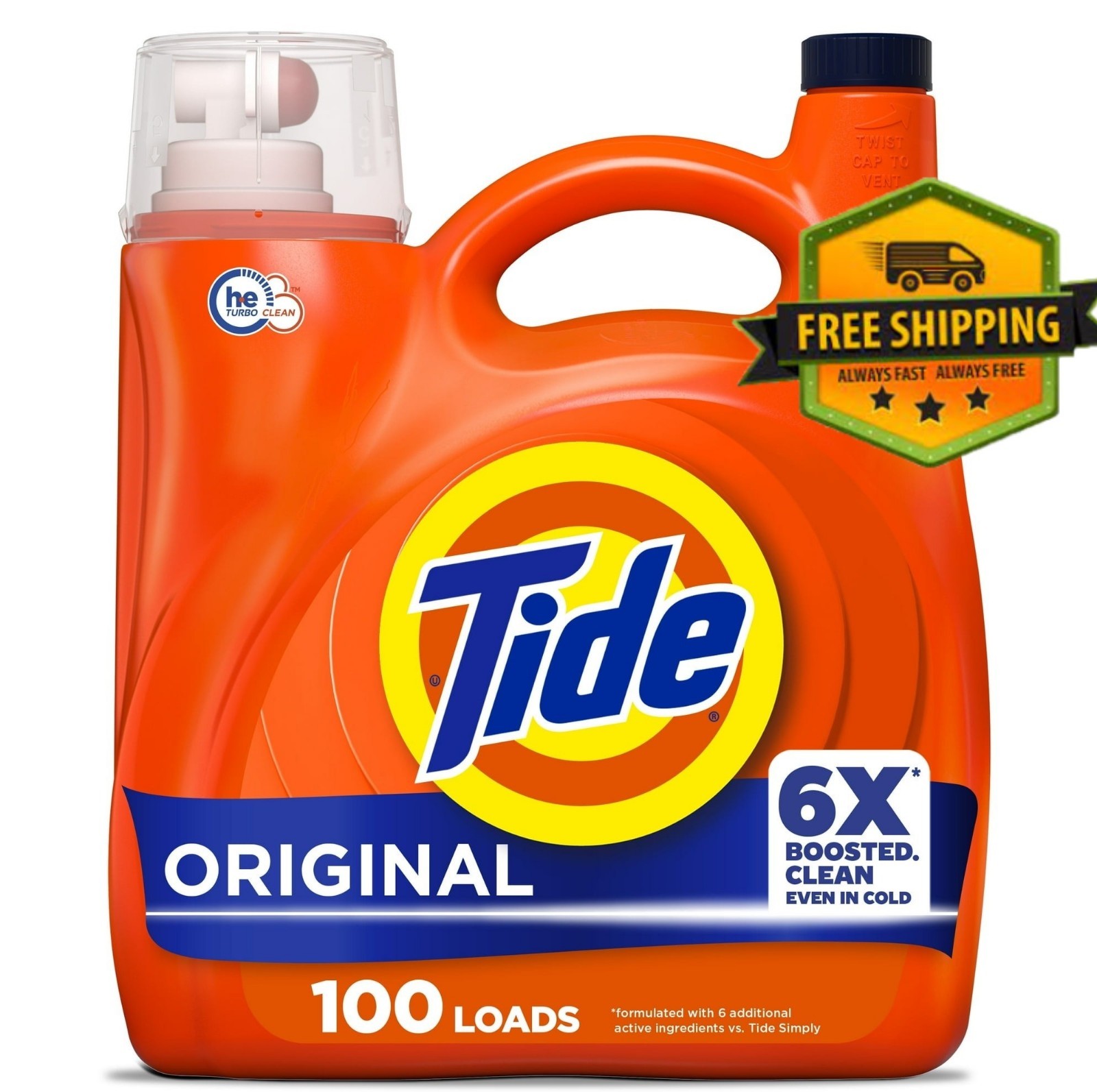 Tide Original Scent Liquid Laundry Detergent, HE Compatible, 100 Loads, 125 oz