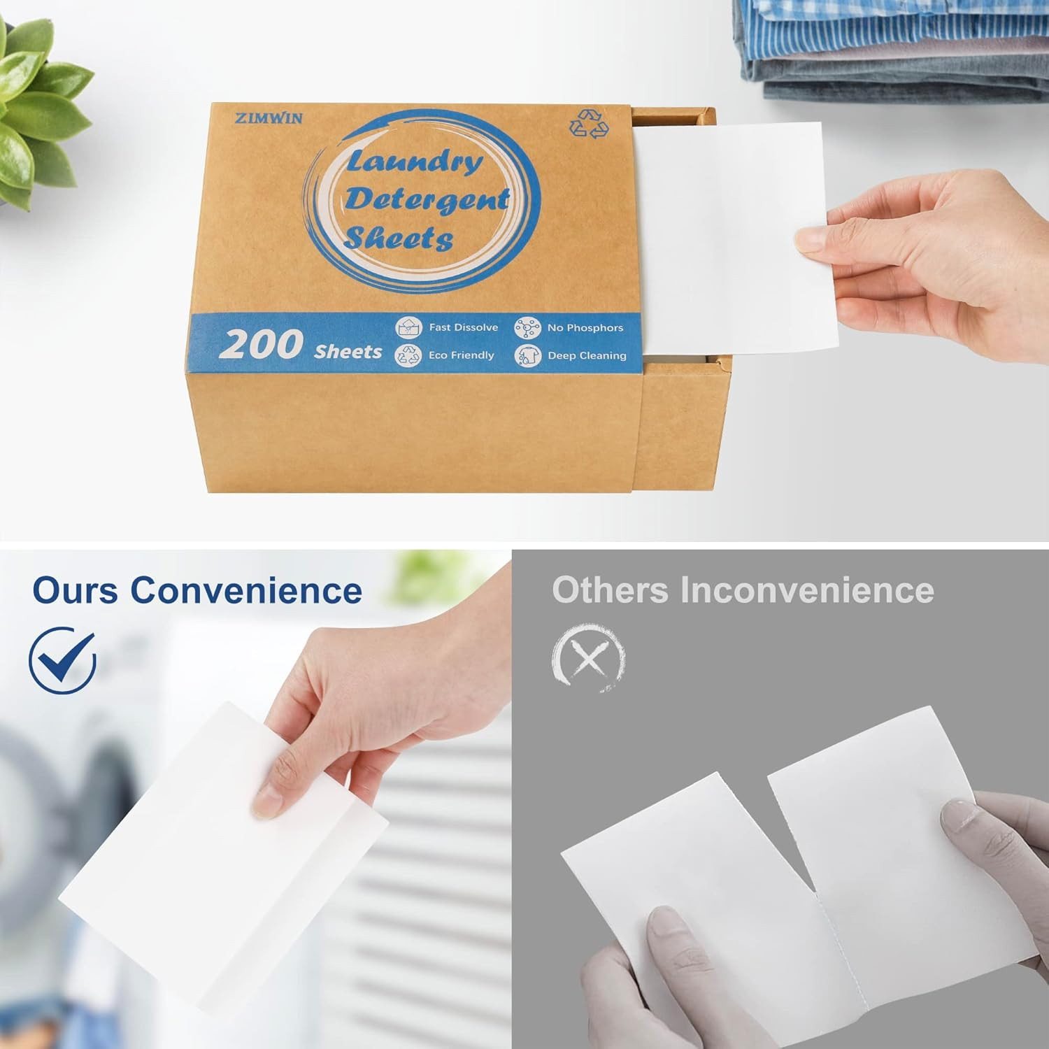 Laundry Detergent Sheets 200 Sheets, Fragrance-Free, Eco-Friendly, Plastic-Free,