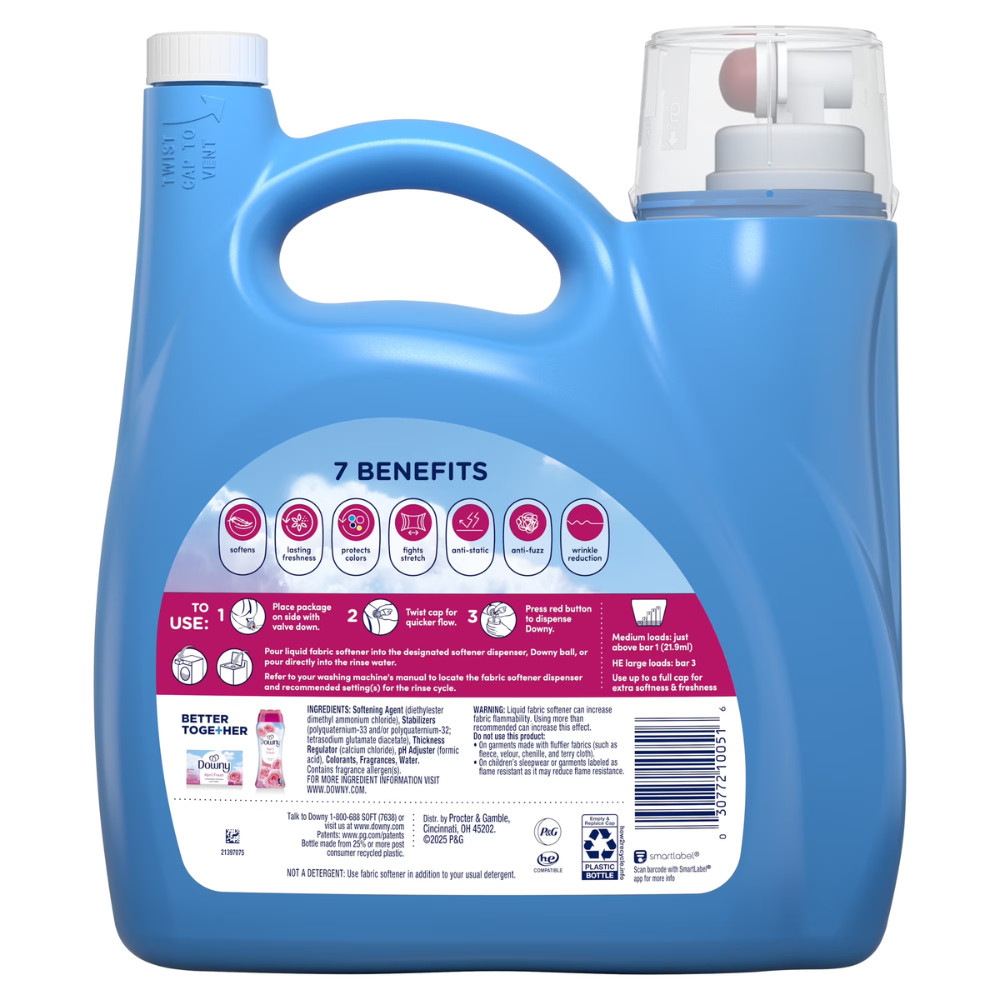Downy Liquid Fabric Softener April Fresh Scent 140 fl oz 190 Loads Laundry Use