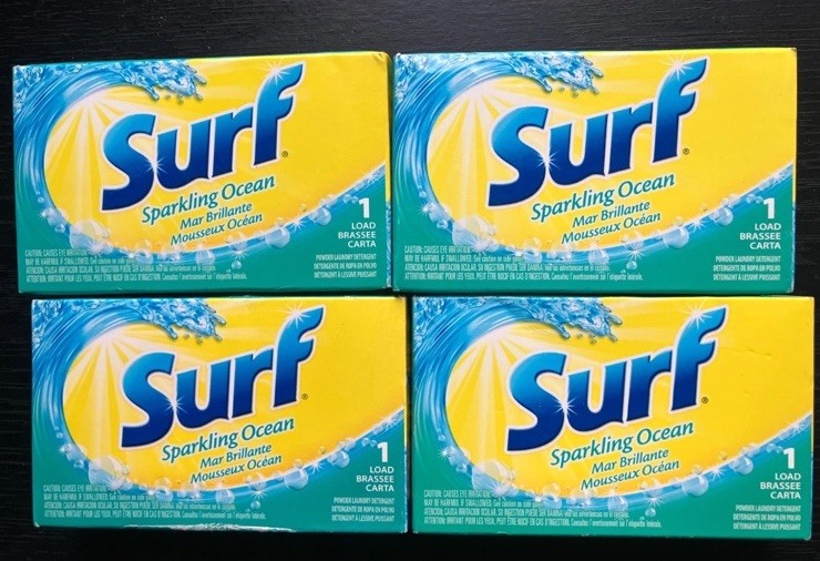 Surf Sparkling Ocean Powder Laundry Detergent, Vending 1 Load Size, Lot of 4