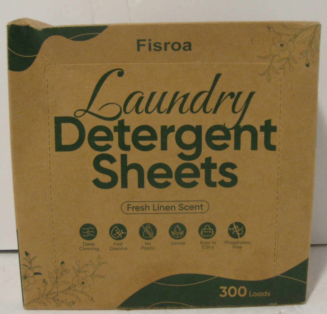 Fisroa Laundry Detergent Sheets Fresh Linen Scent 300 Loads
