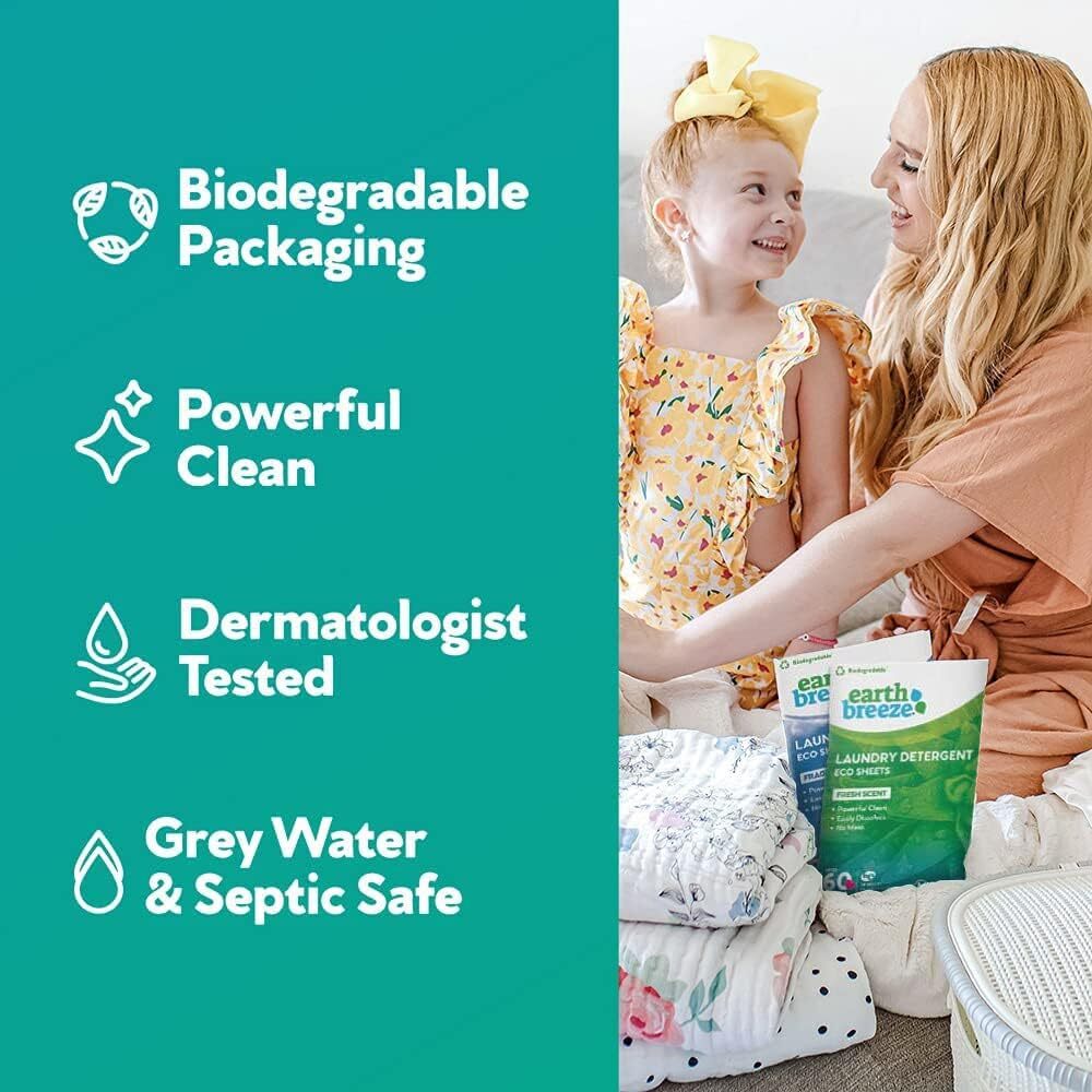 Eco-friendly Laundry Detergent Sheets 30 Count Fresh Scent Hypoallergenic
