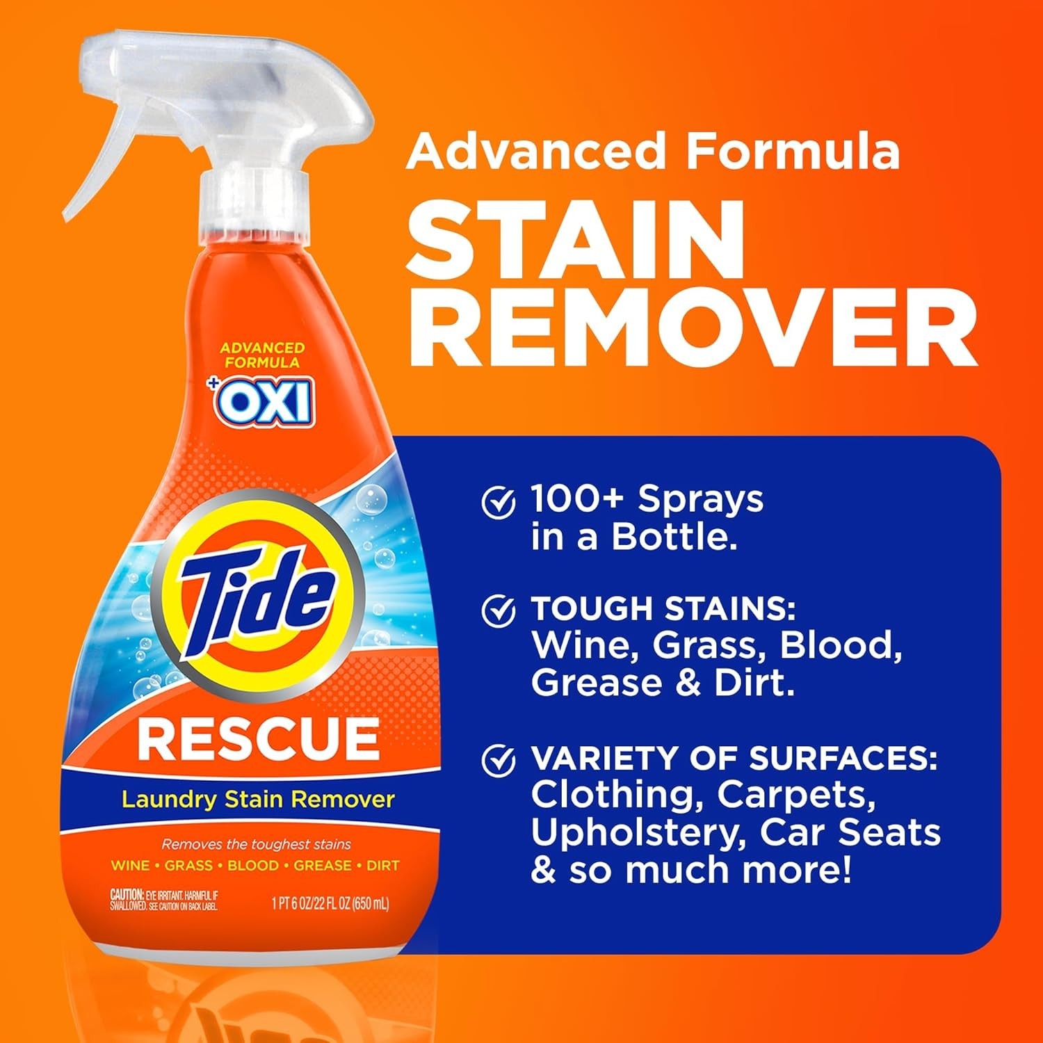 Tide Rescue Laundry Stain Remover Spray with Oxi + Travel Size Tide To Go Pen ..
