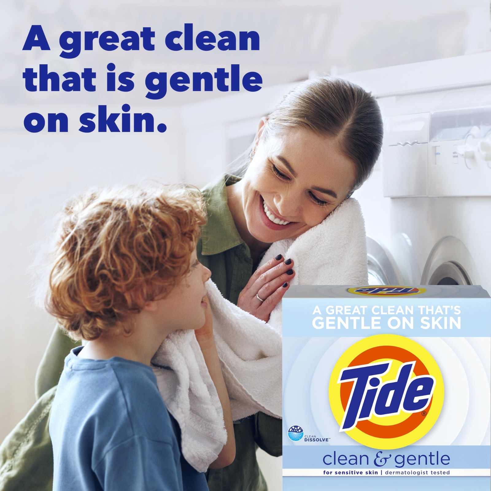 Tide Clean and Gentle Powder Laundry Detergent, Unscented, 68 Loads, 77 oz
