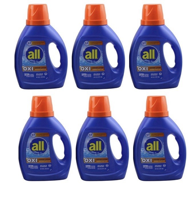 6 All Liquid Laundry Detergent, Sunshine Fresh Scent OXI + Odor Lifter 36 oz