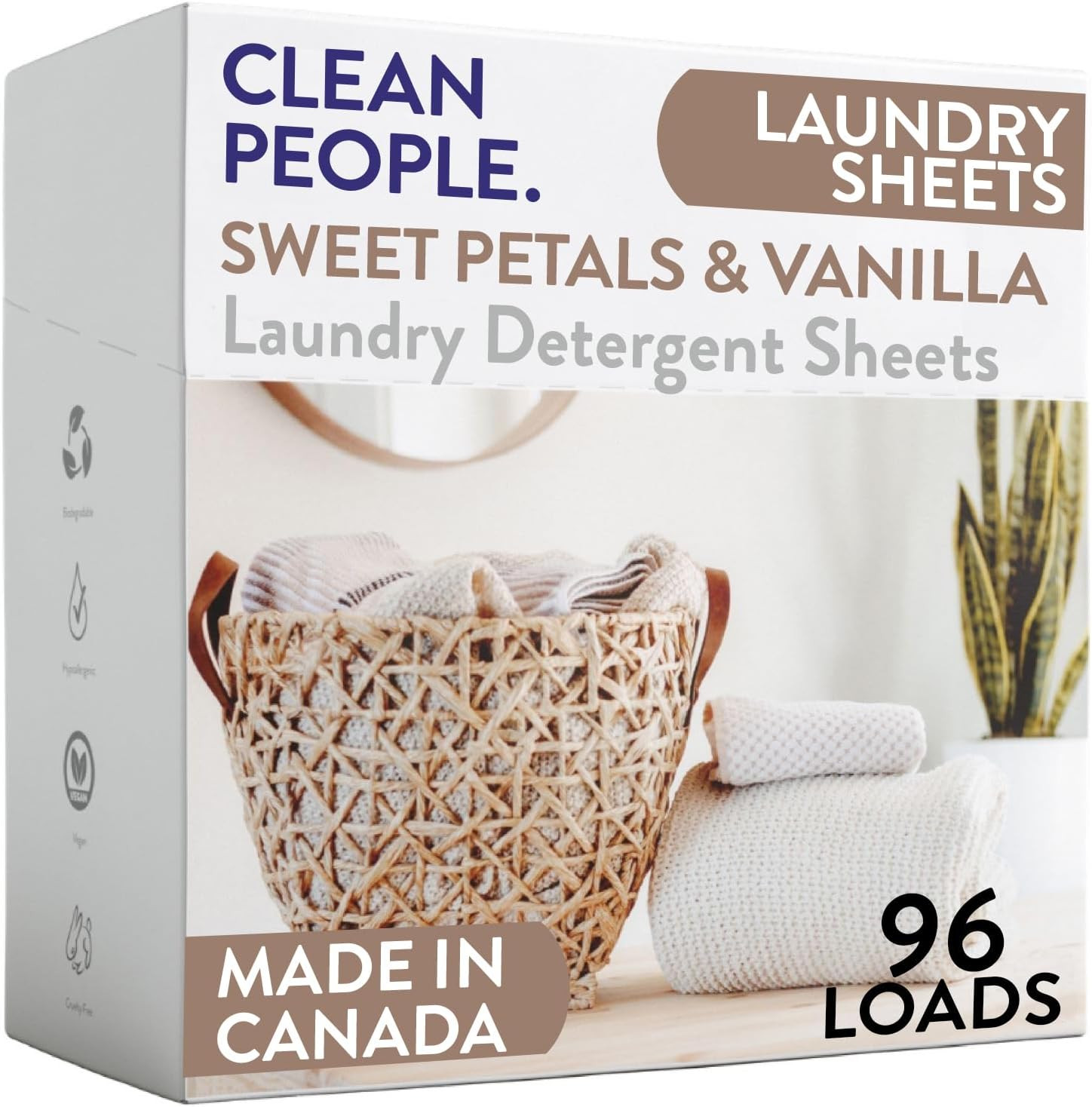 The Clean People Laundry Detergent Sheets – Laundry Soap – Ultra, 96 Pack