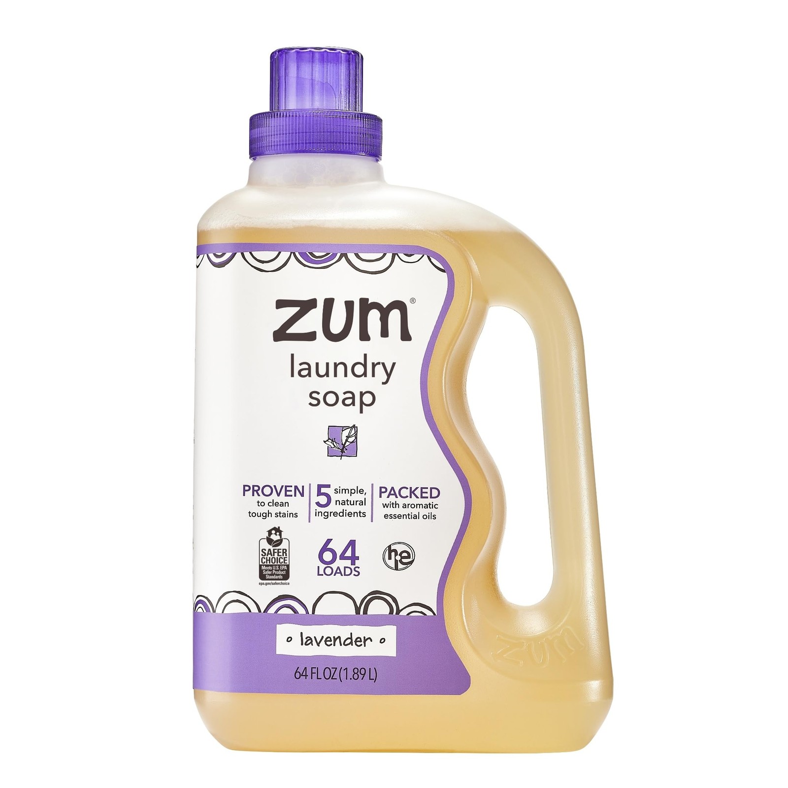 Natural Lavender Laundry Soap 64 oz Plant Based Cruelty Free Aromatherapy