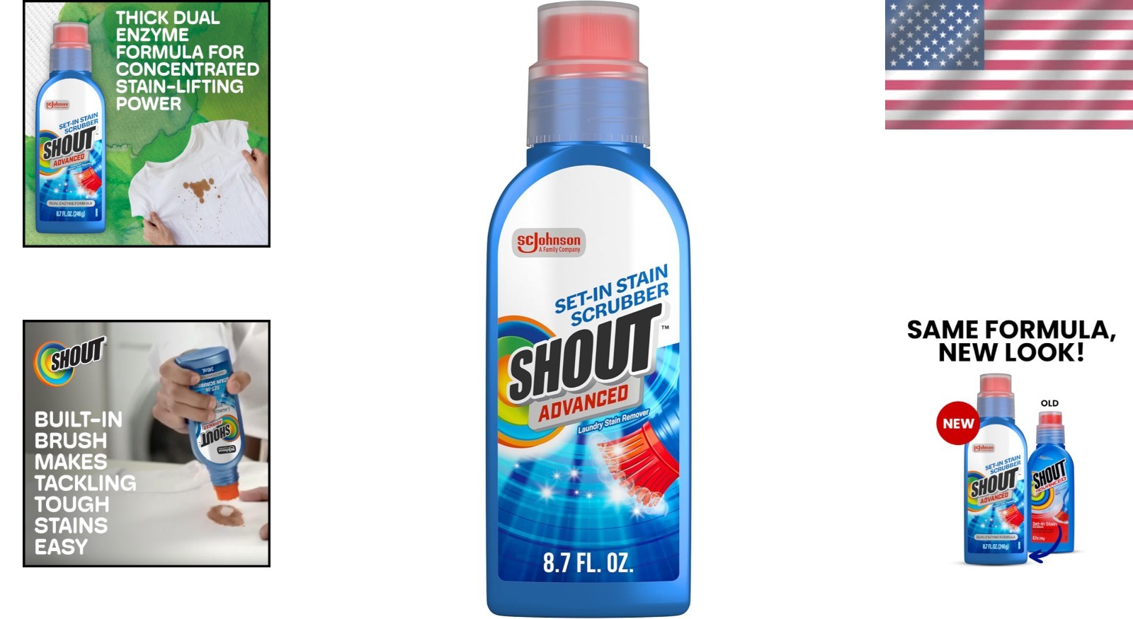 Ultra Concentrated 8.7oz Shout Stain Remover Gel with Brush for Set-In Stains