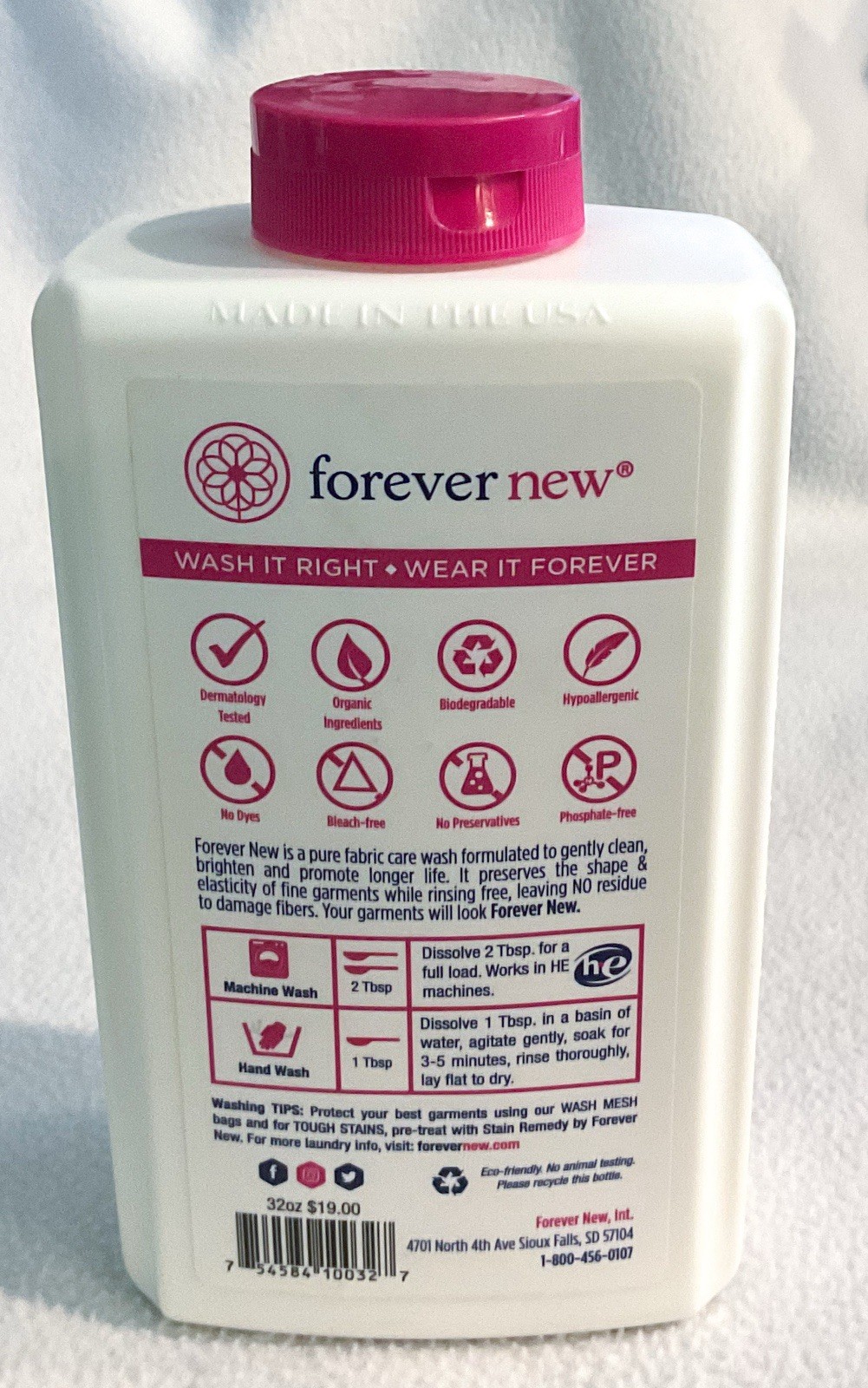 Forever New Fabric Care Wash 32oz Original Laundry Soap Large Bottle Made In USA