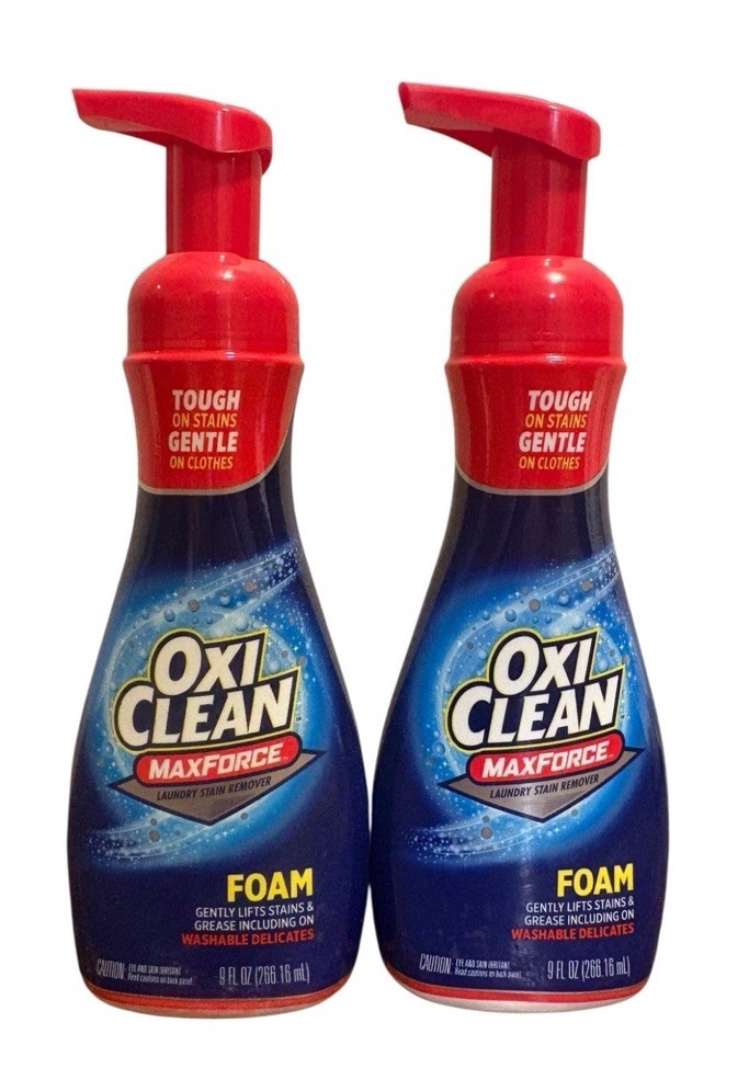 2 Pack OxiClean Max Force Laundry Stain Remover Foam Washable Delicates 9oz Each