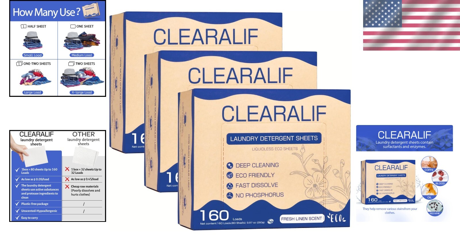 Laundry Detergent Sheets – 480 Loads, Fresh Linen, Eco-Friendly & Hypoallergenic