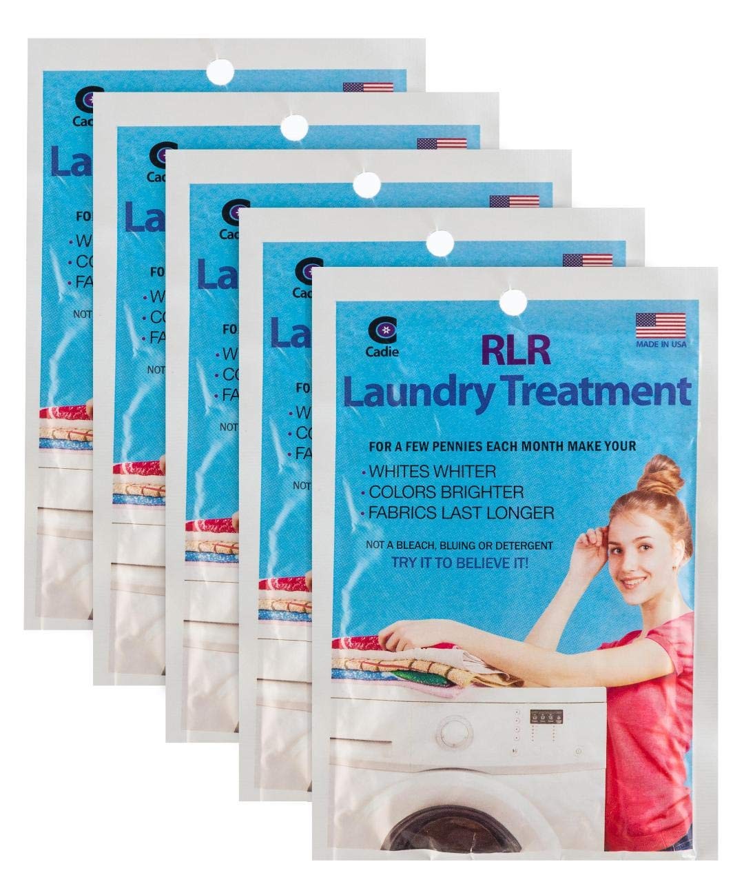 RLR Natural Laundry Detergent Powder – Whitens, 1.35 Ounce (Pack of 5), WHITE
