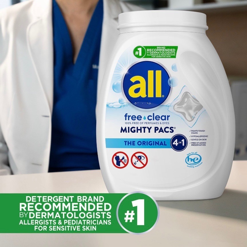 All Free Clear MIGHTY PACS Laundry Detergent Pacs Original 120ct Gentle Clean